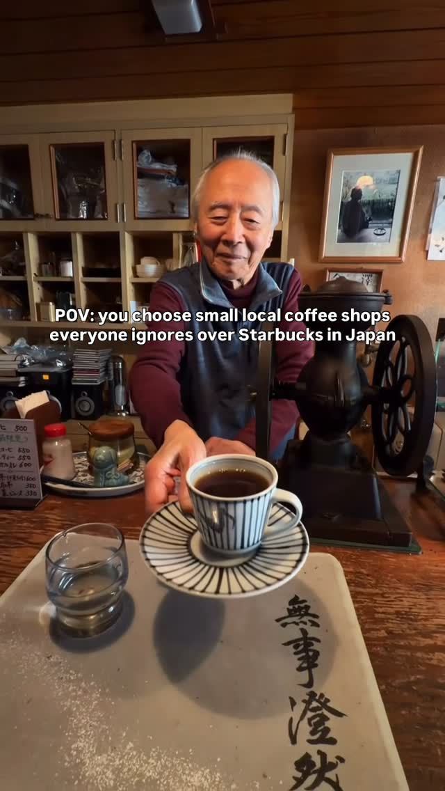 Japanese Coffee Shop With Antique Grinder