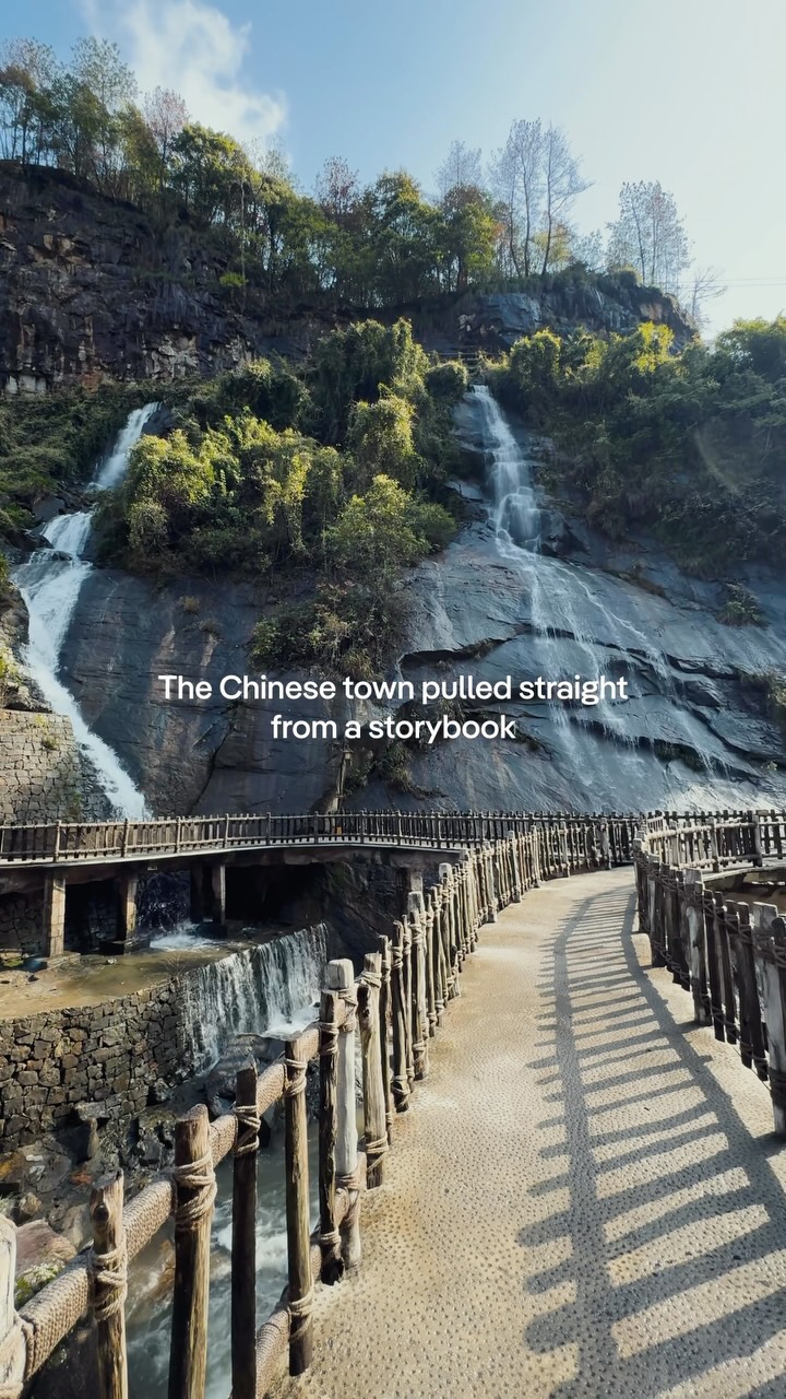 Fantasy Valley With Cliffside Architecture