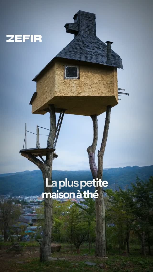 Japanese Tea House Suspended High Above Ground