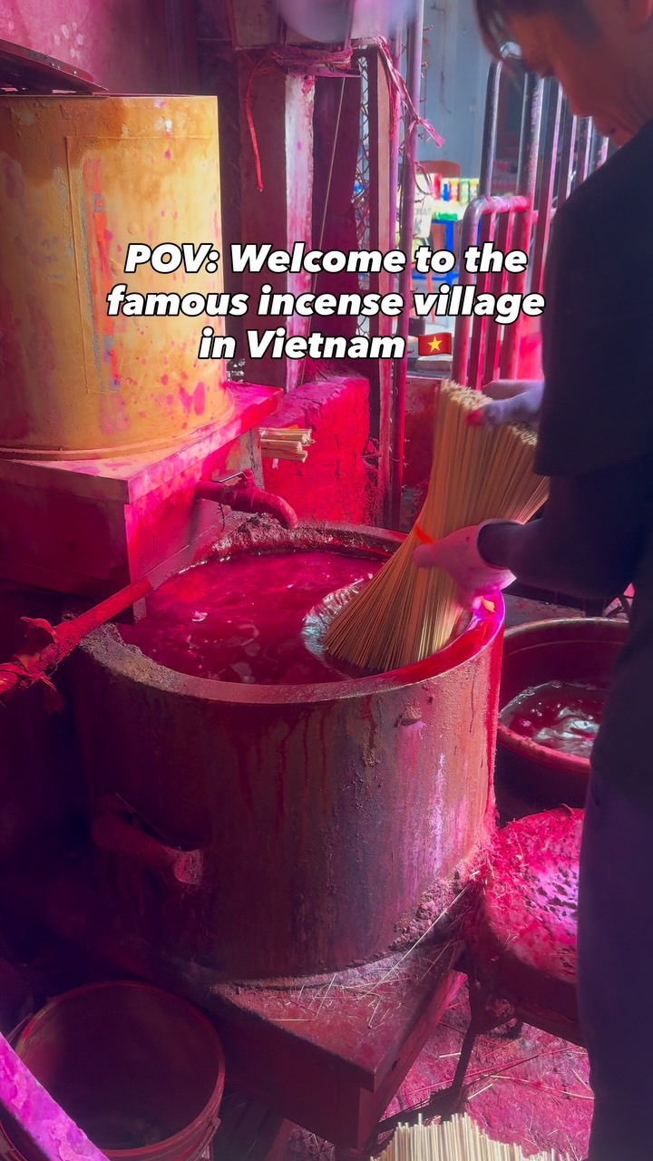 Vibrant Incense Sticks Drying in Hanoi Village
