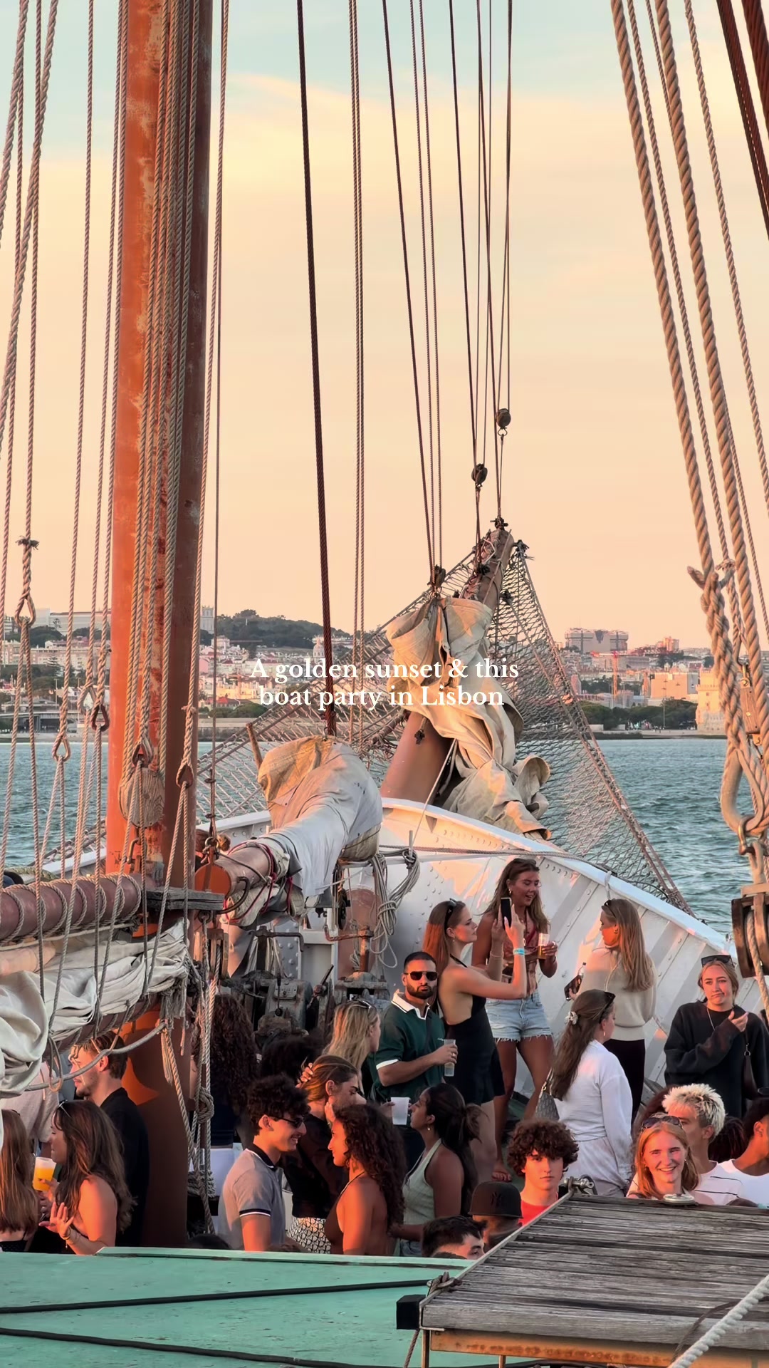 Lisbon Landmarks Seen From A Boat Party