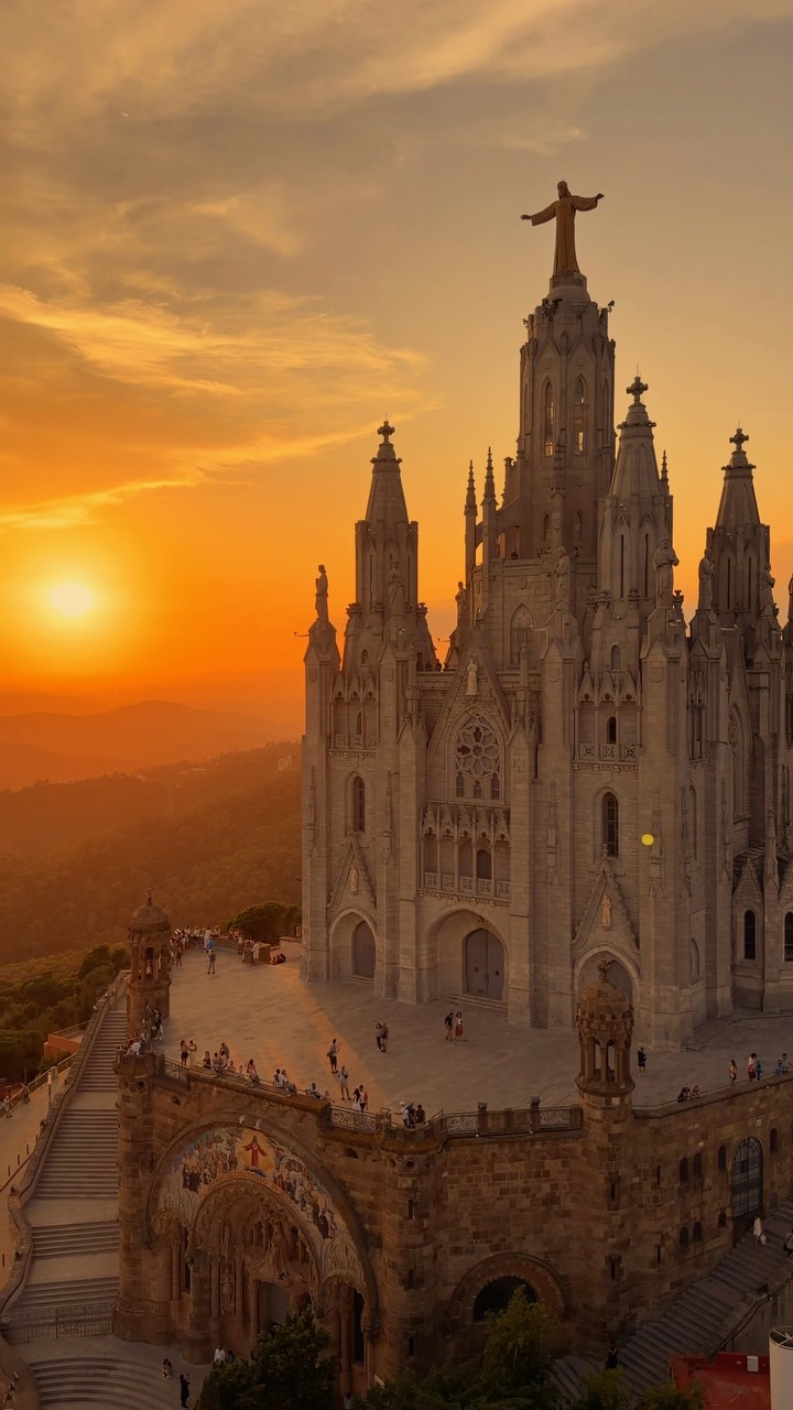 Tibidabo And Temple Of Sacred Heart
