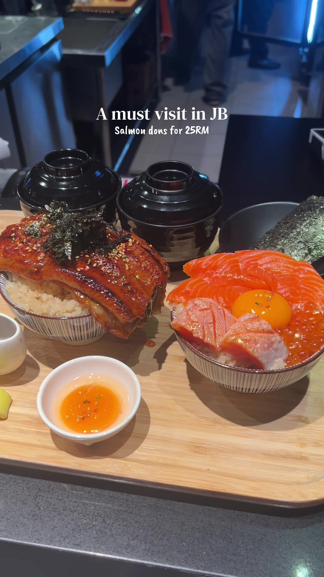 Japanese Restaurant Serves Salmon and Wagyu Donburi