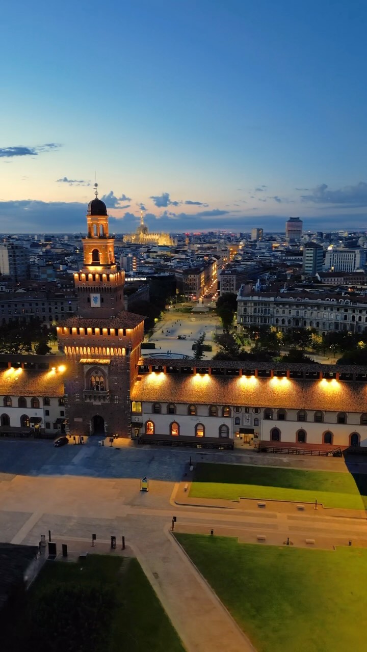 Milan's Sforzesco Castle At Dusk