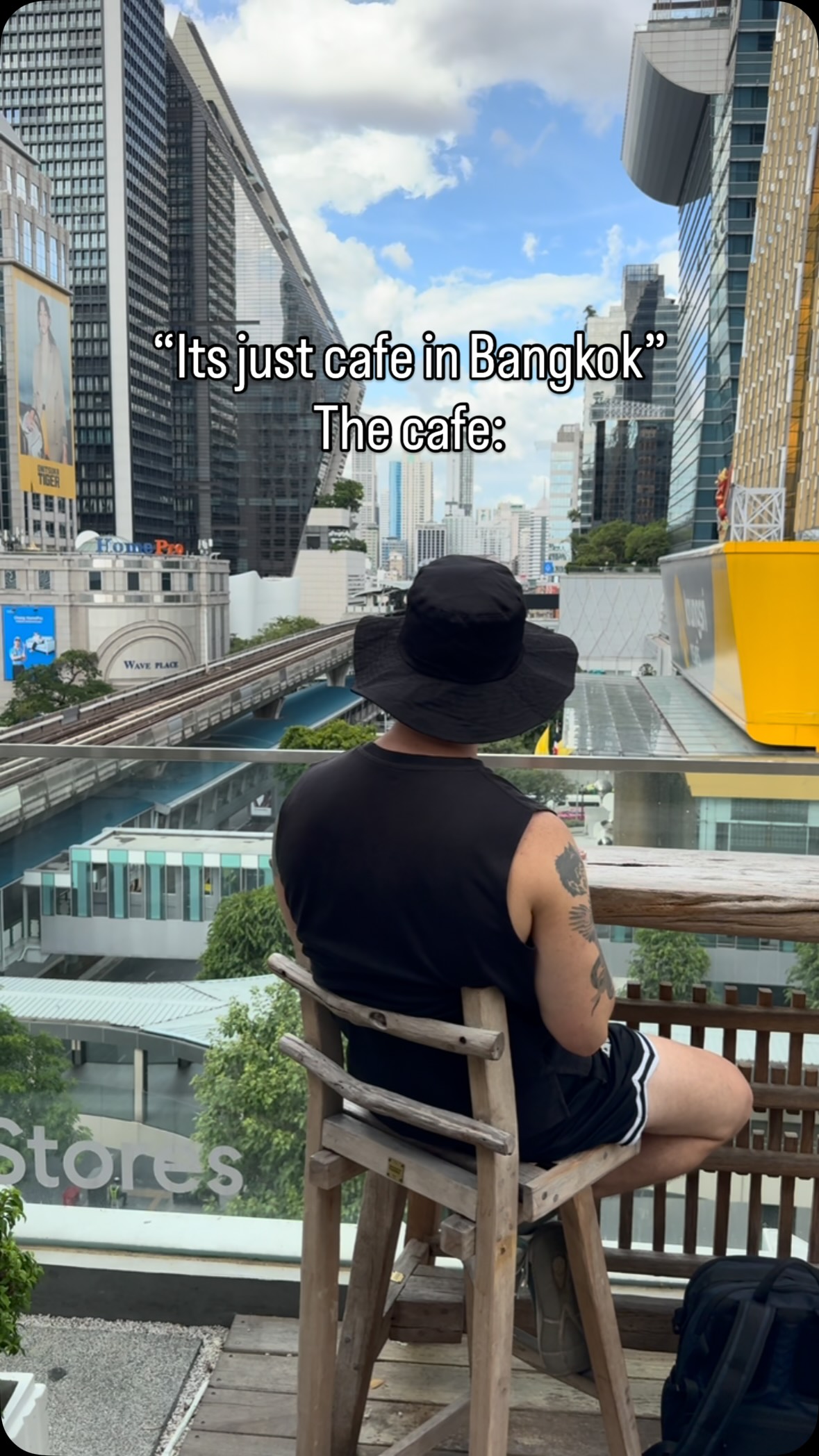 Bangkok Rooftop Cafe Offers City and Train Views