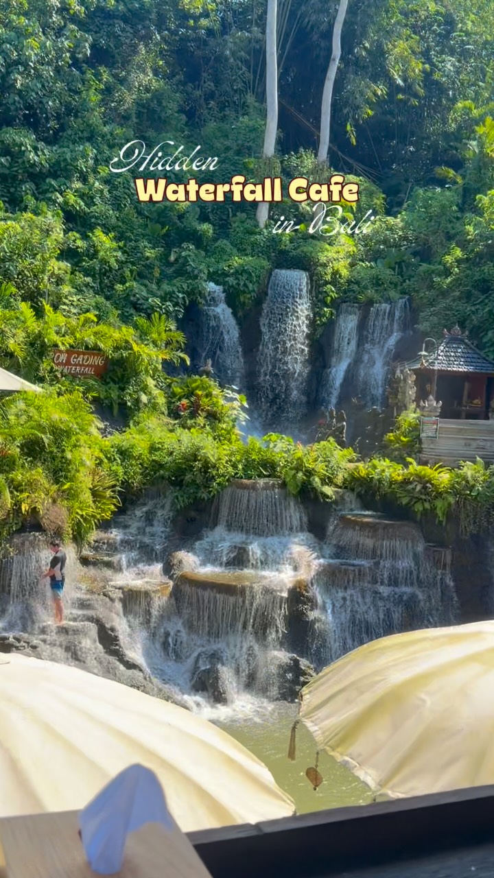 Waterfall Cafe Oasis in Bali's Lush Greenery