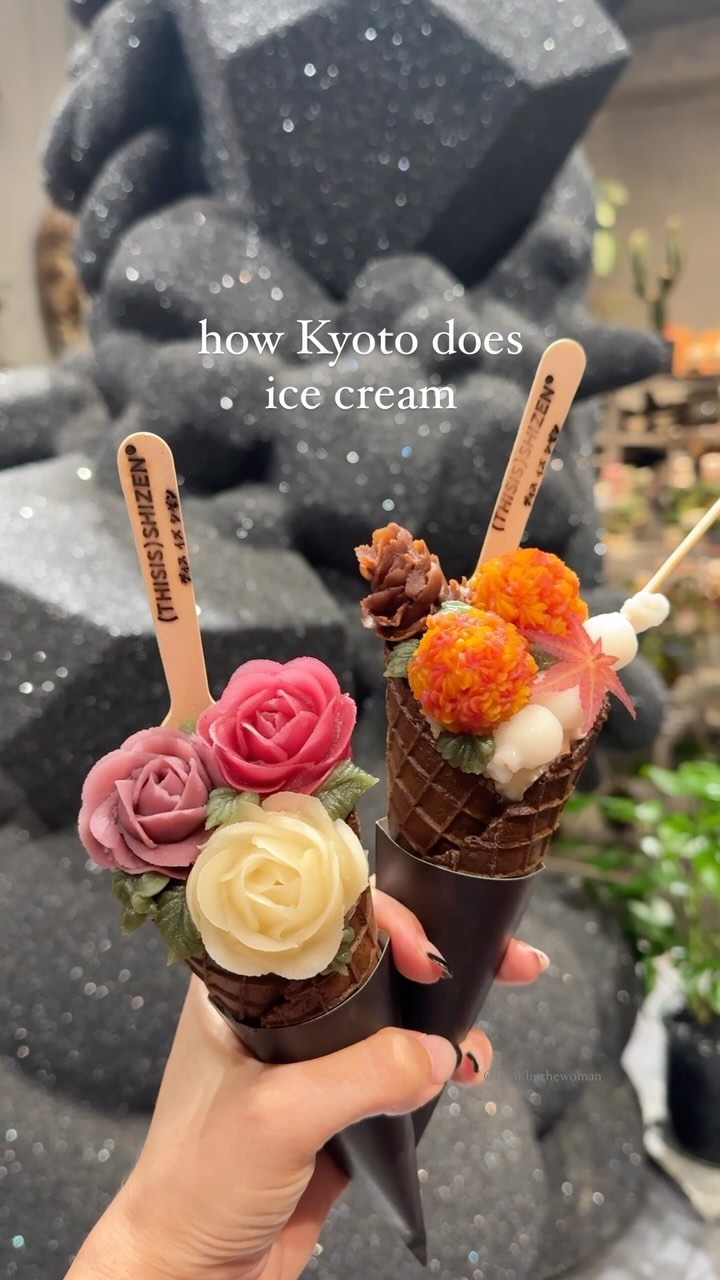 Kyoto Ice Cream Cones With Wagashi Toppings