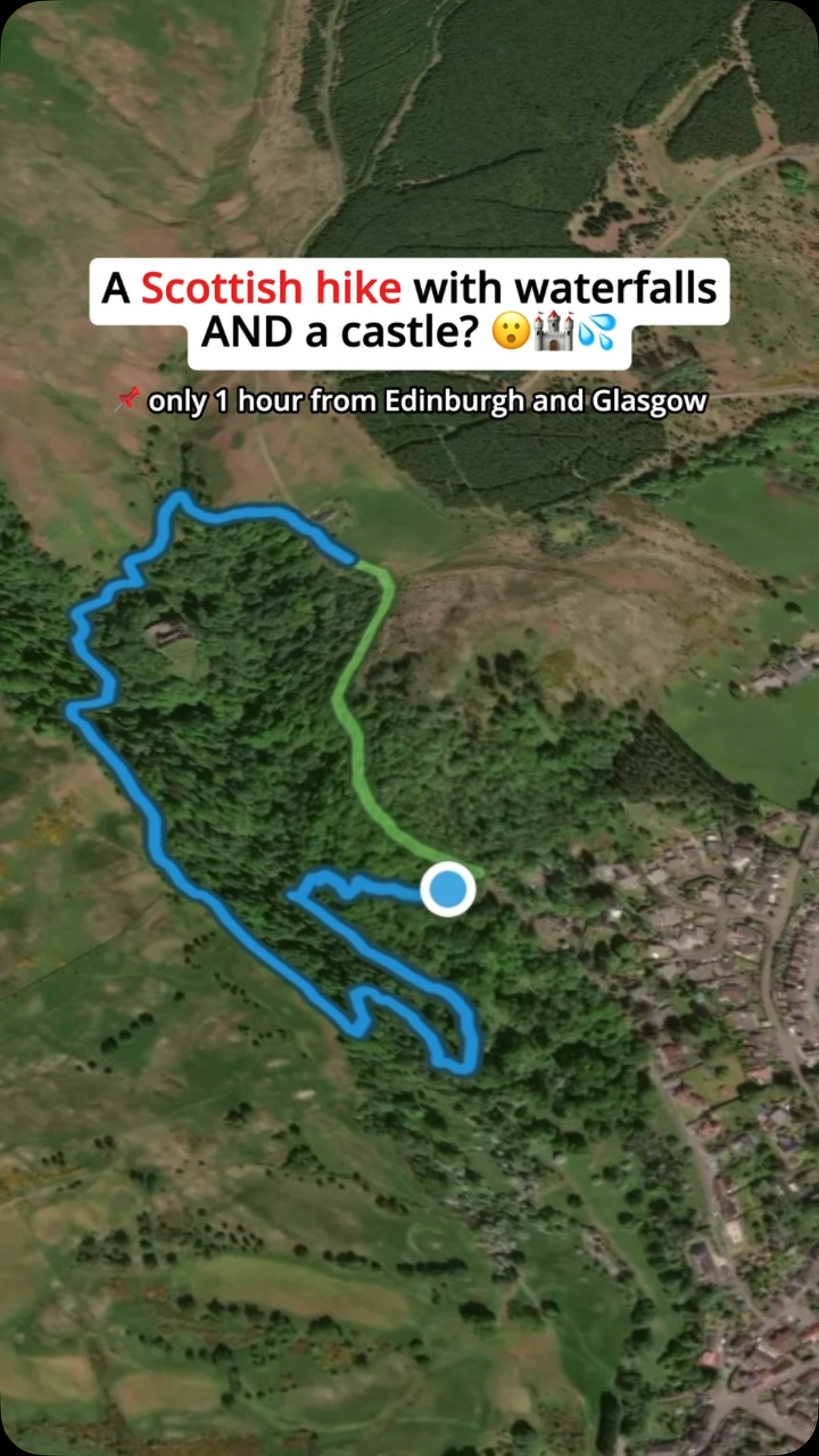 Woodland Hike with Waterfalls and Castle Near Edinburgh