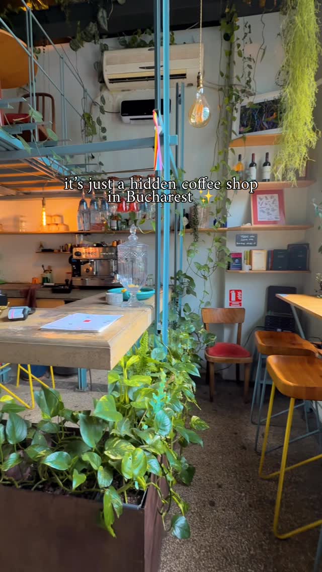 Bucharest Coffee Shop Features Plant Decor And Art
