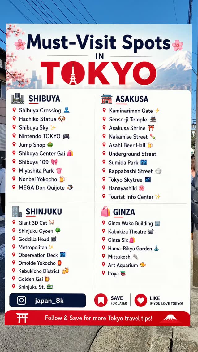 34 Attractions in Tokyo
