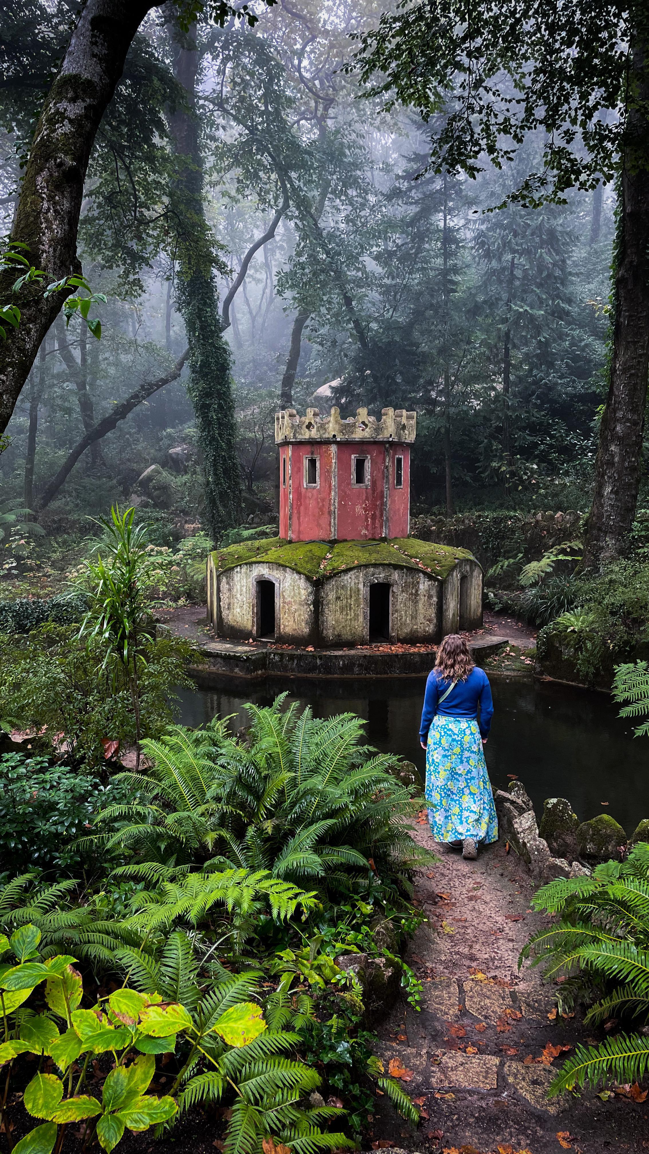 Magical Gardens and Palace in Fog