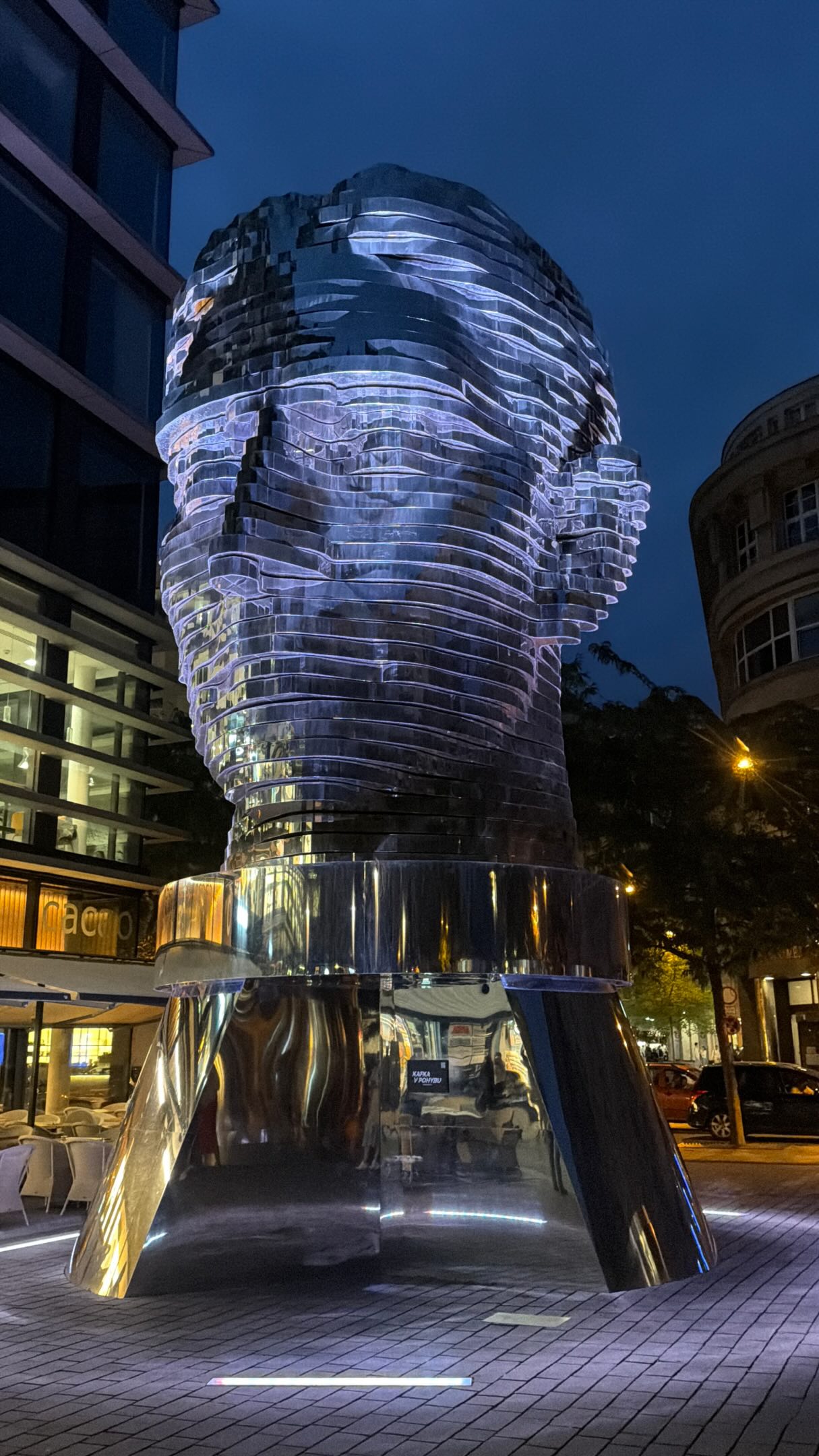 Prague's Kinetic Kafka Head Sculpture