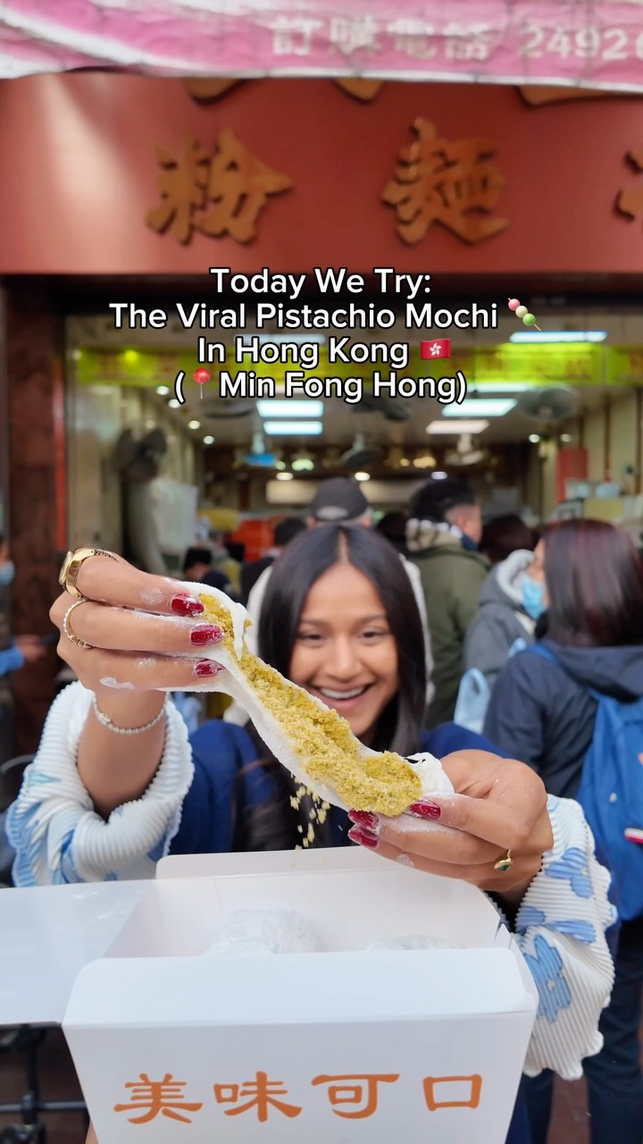 Viral Pistachio Mochi at Hong Kong's Min Fong Hong