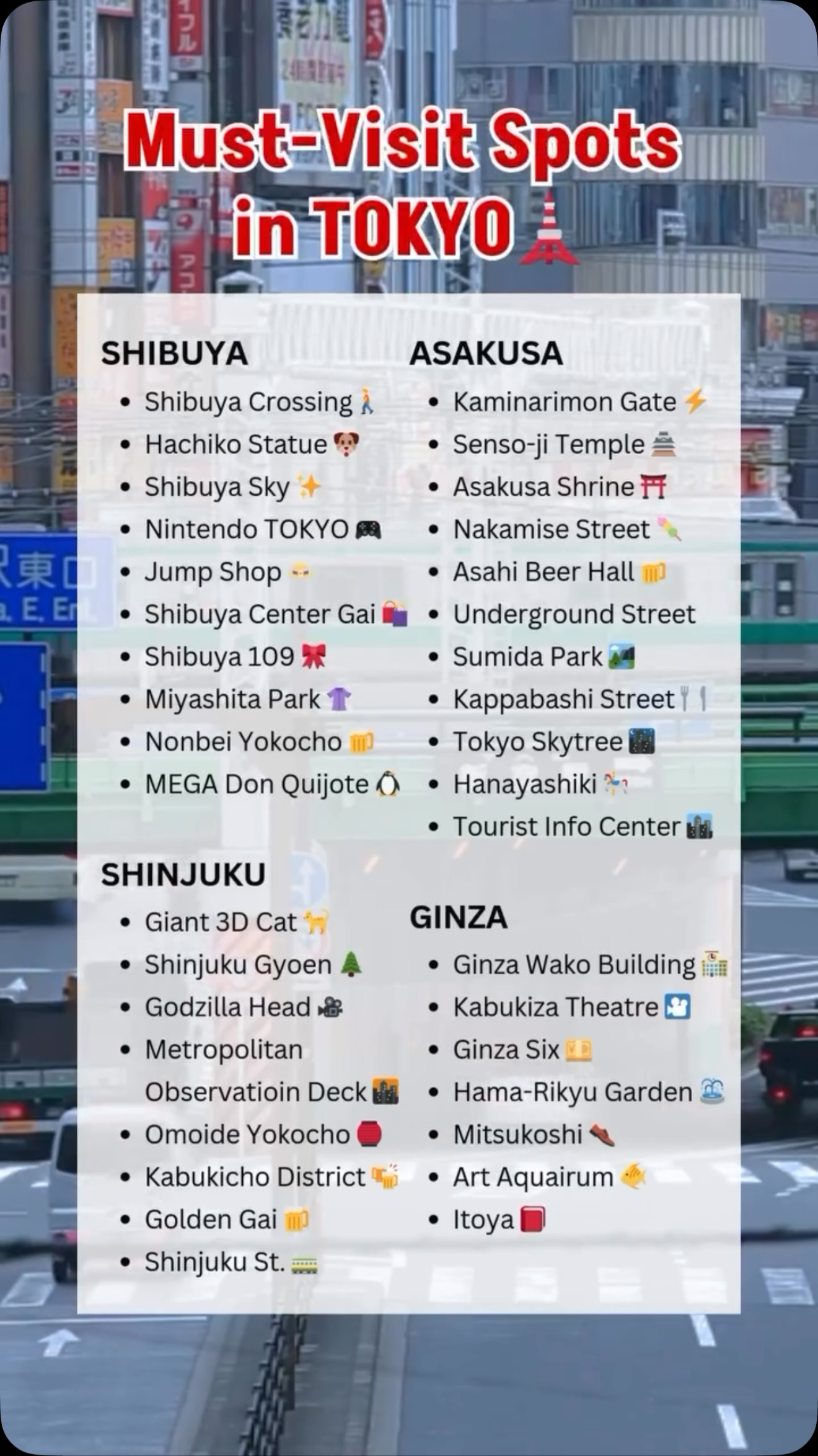 Tokyo Travel Guide: Top Spots in Shibuya, Asakusa, and Ginza