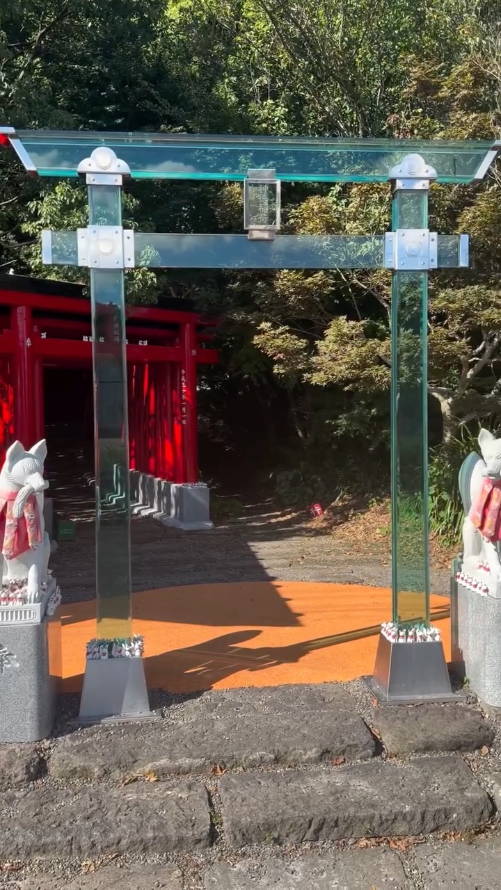 Unique Shrine Features Glass Torii Gates