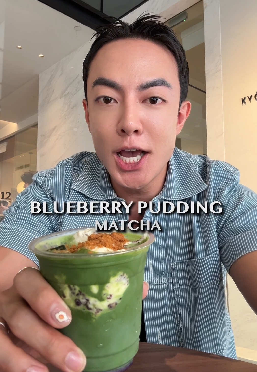 Kyō Kohee's Blueberry Pudding Matcha Drink