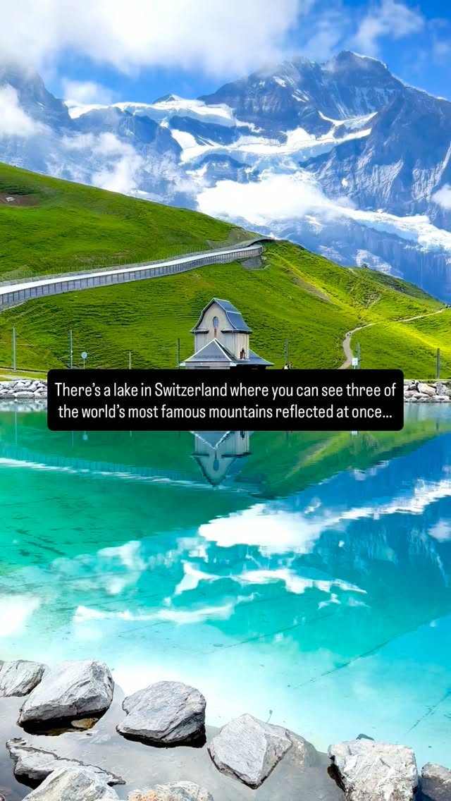 Swiss Alps Peaks Reflected in Man-Made Lake