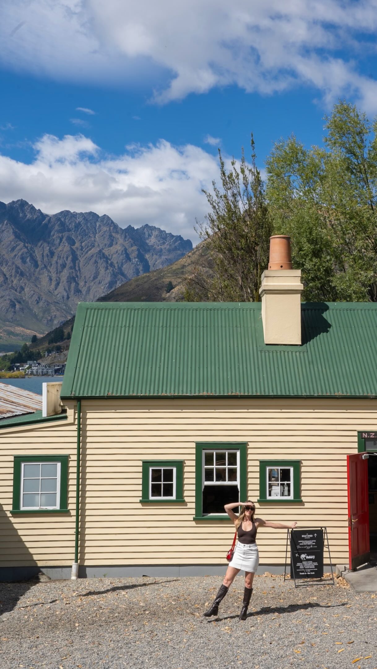 Queenstown Lakeside Cafe With A Cute Red Door