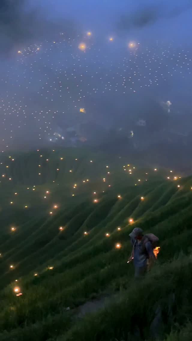 Longji Rice Terraces Lit At Dusk