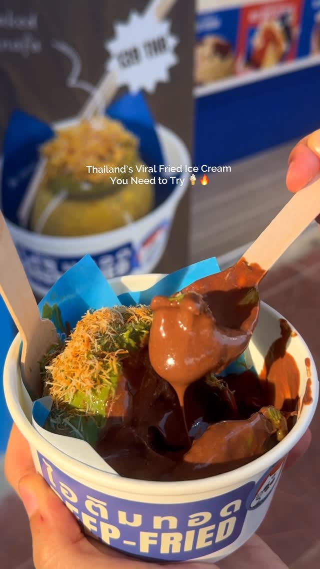 Viral Fried Ice Cream Shop in Bangkok