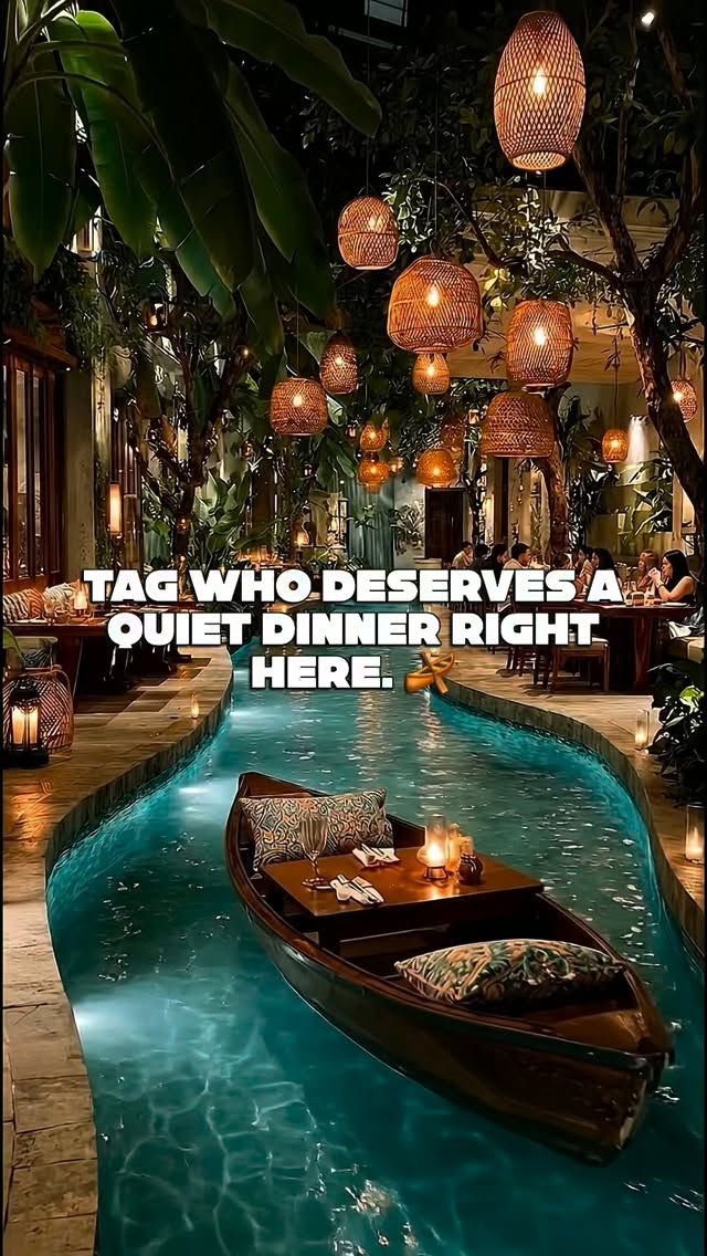 Vietnam Water Cafe With Glowing Lamps