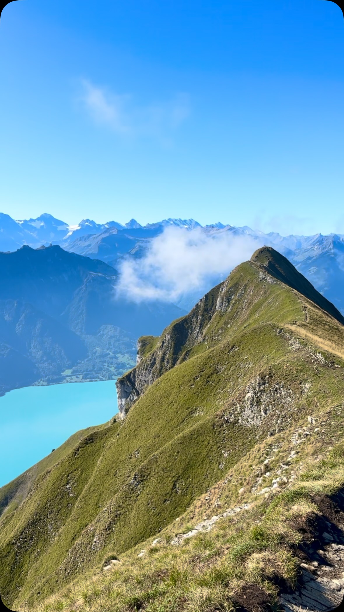 Scenic Views of Augstmatthorn and Lake Brienz