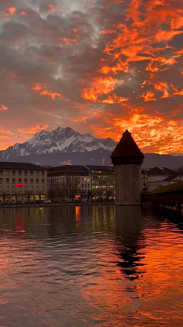 Iconic Chapel Bridge in Lucerne