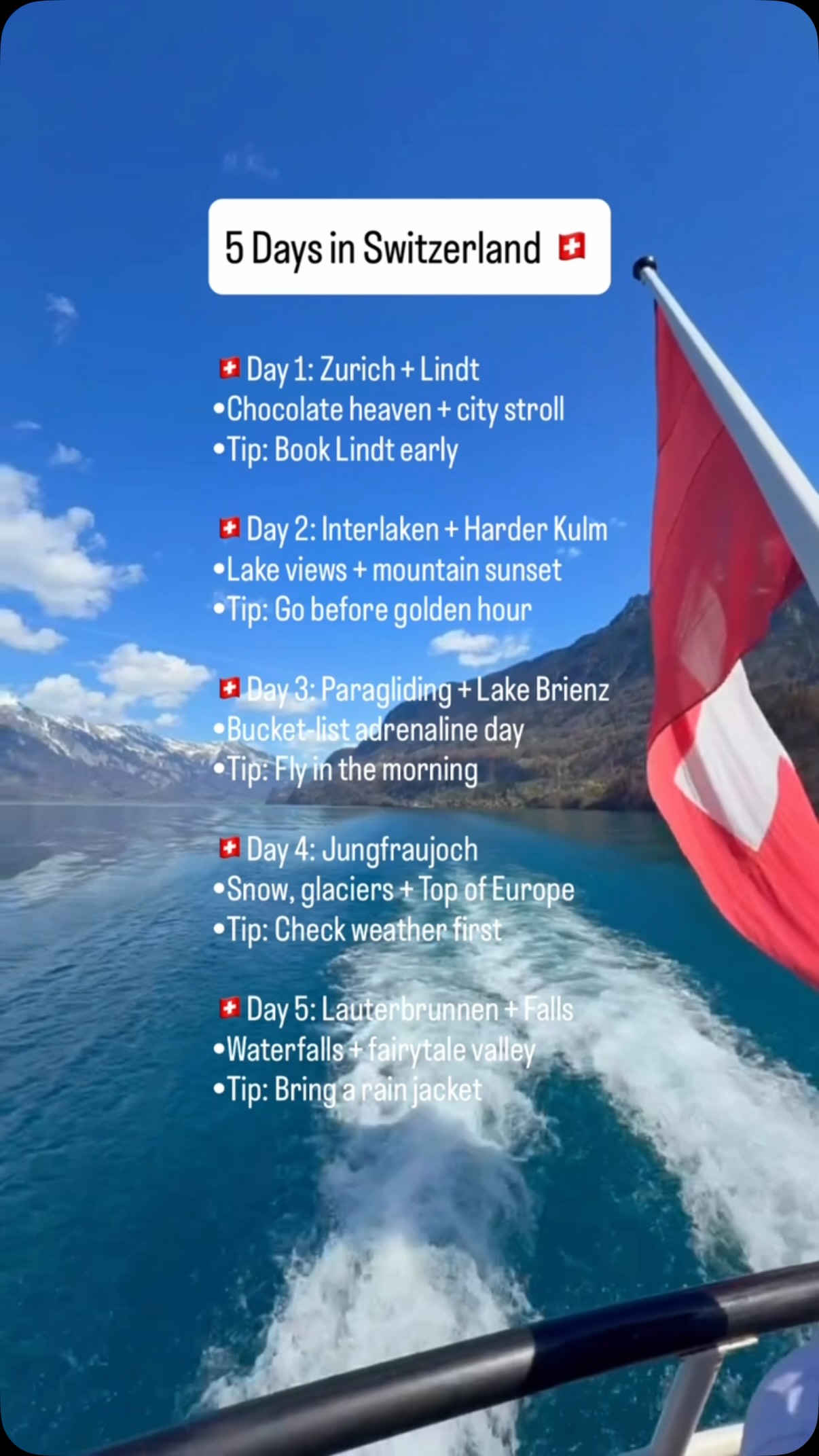 Five-Day Swiss Itinerary for Iconic Destinations