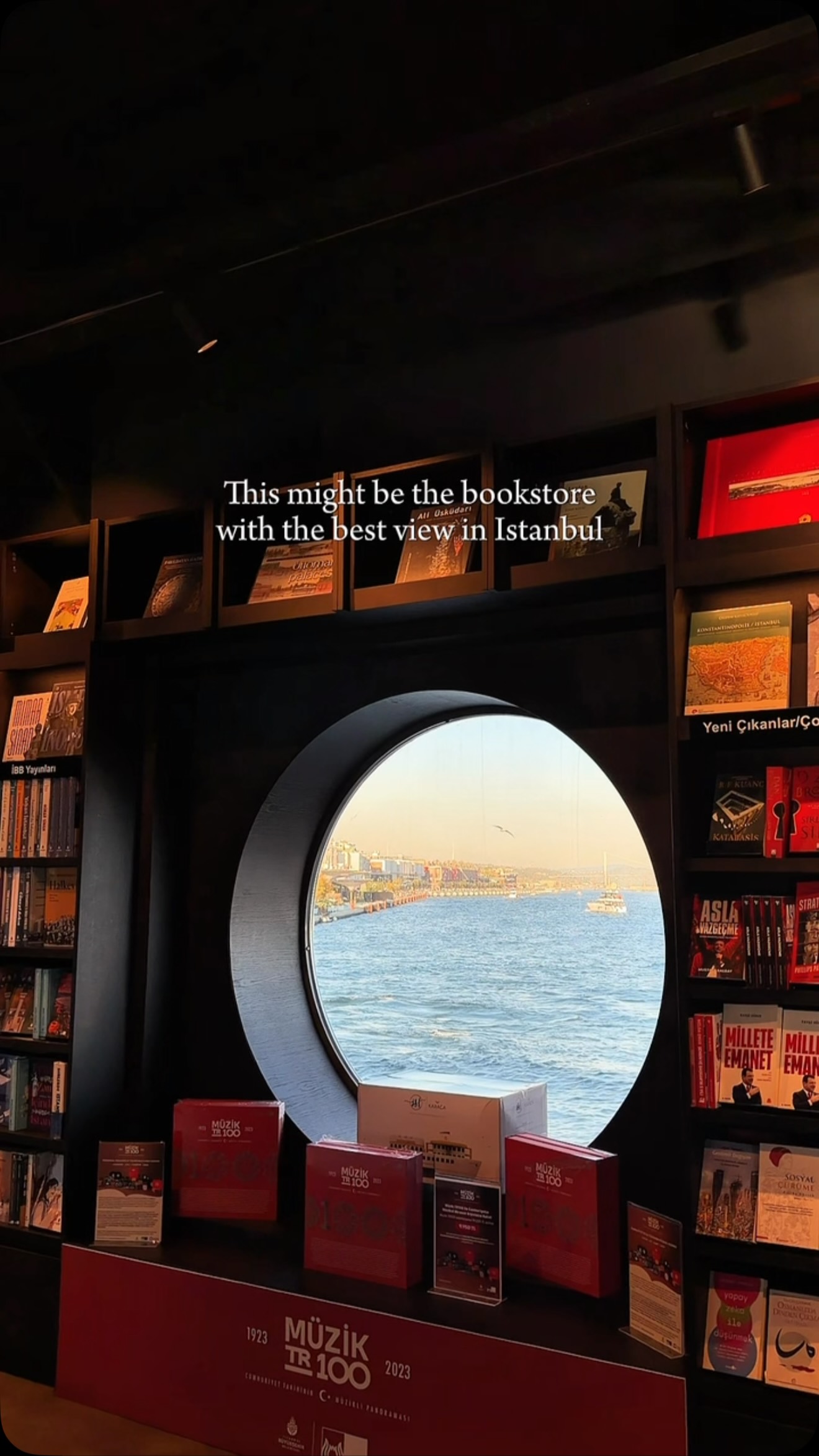 Istanbul Bookstore with Bosphorus and Palace Views