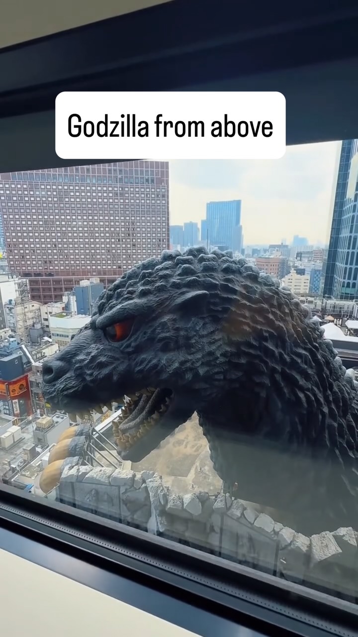 Godzilla's Head Emerges in Shinjuku