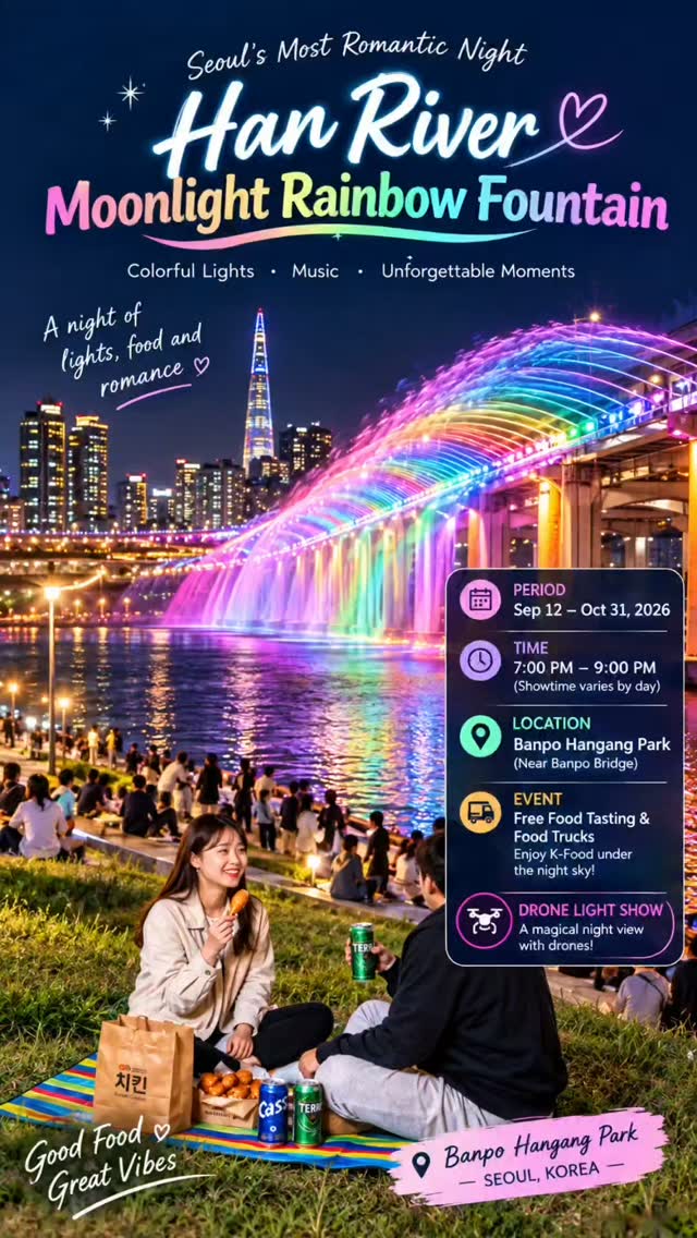Seoul's Banpo Hangang Park and Rainbow Fountain