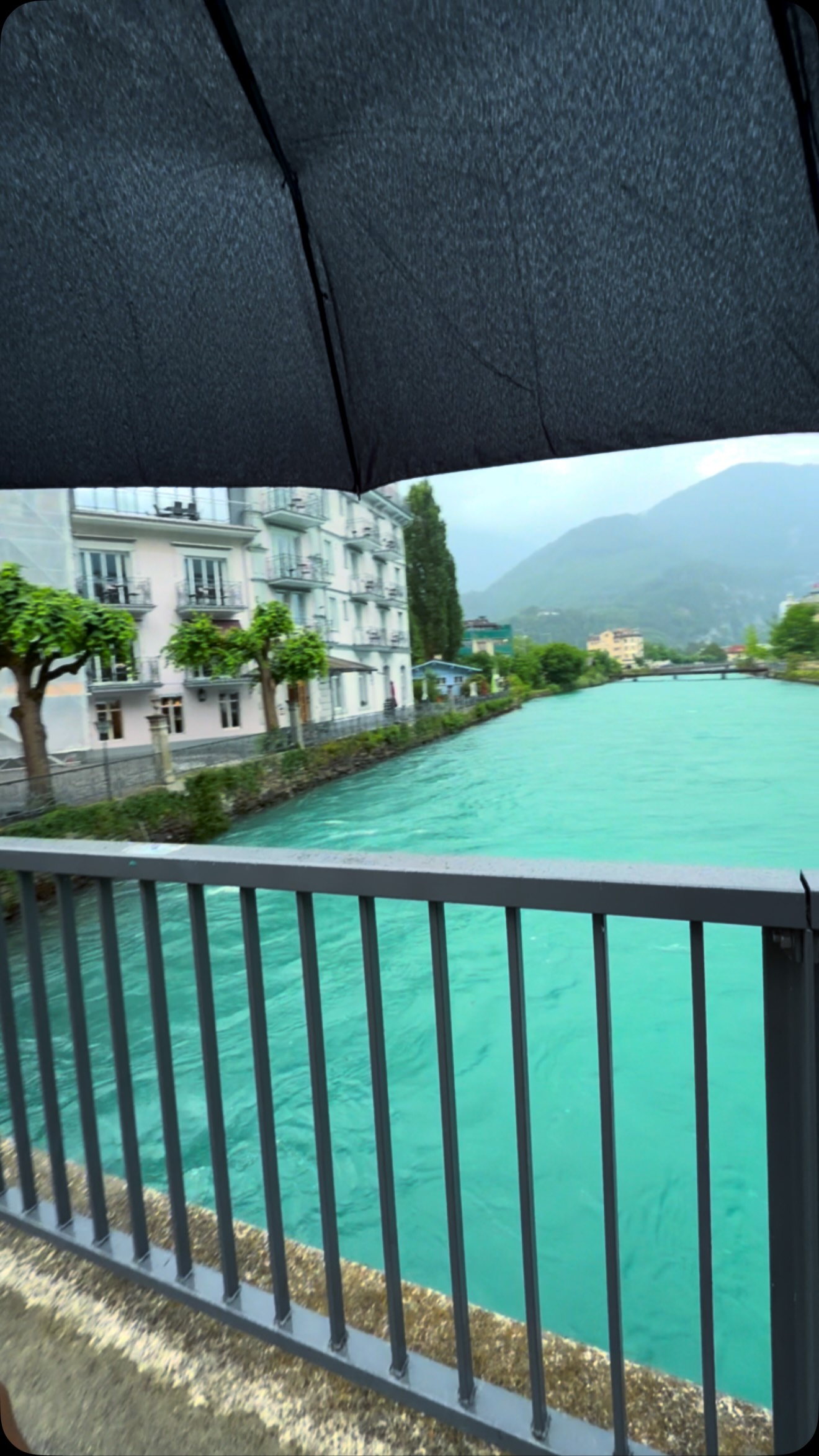 Interlaken's Aare River Walk in the Rain