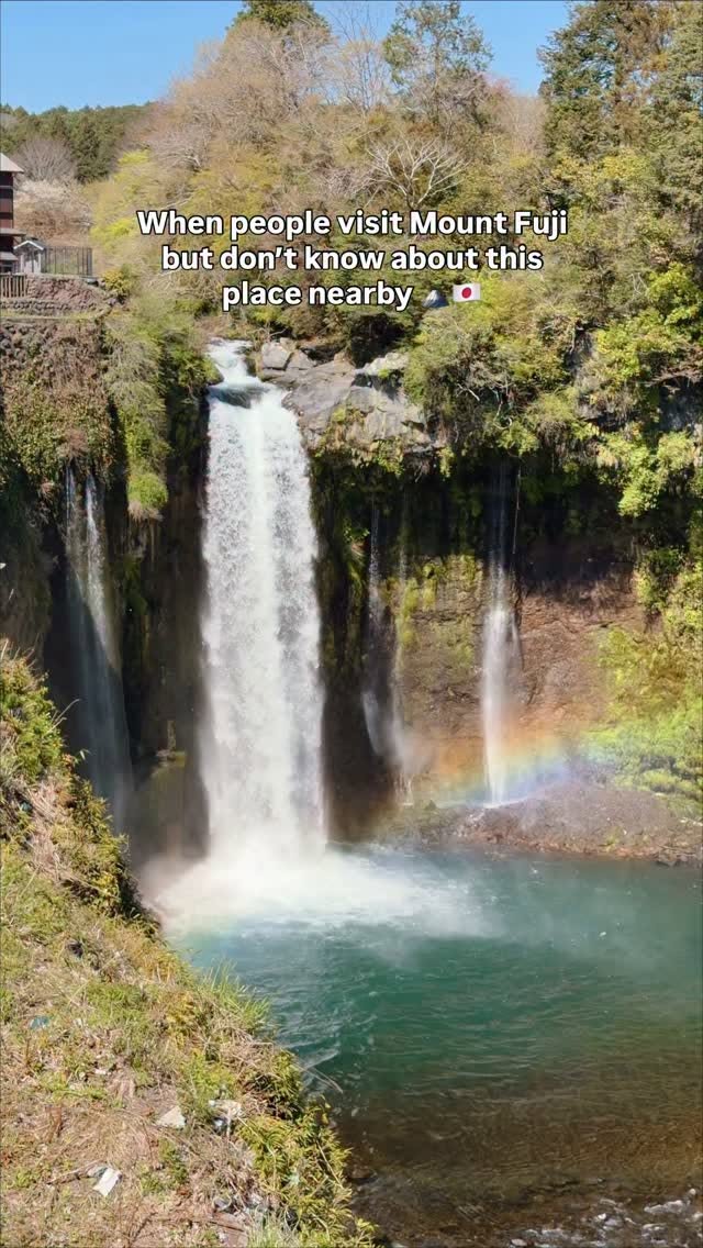 Japan's Shiraito Falls and Mount Fuji