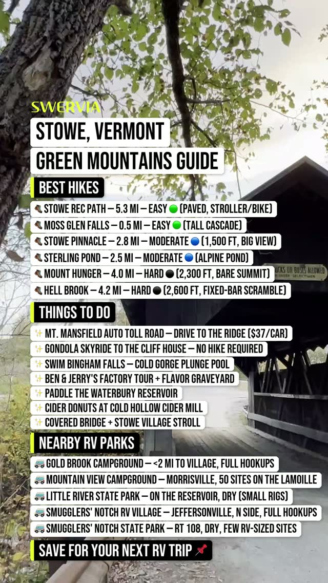Stowe, Vermont: RV-Friendly Mountain Adventures