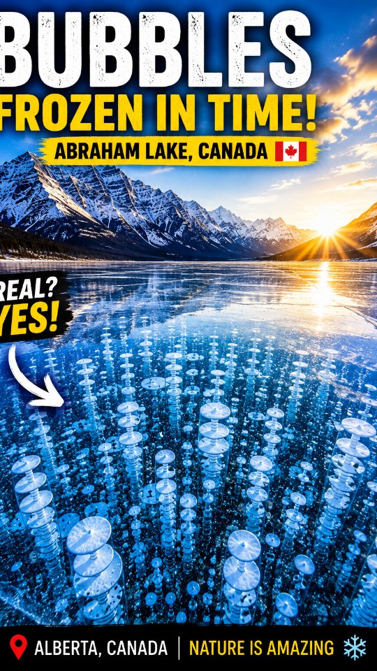 Abraham Lake's Stunning Frozen Methane Bubbles