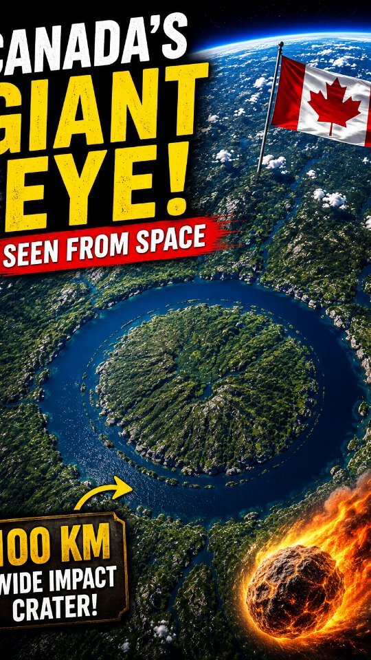 Quebec's Crater Lake Visible From Space