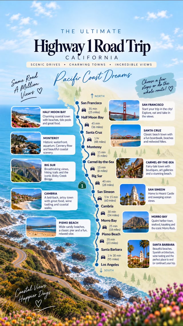 California's Highway 1 Coastal Road Trip Adventure