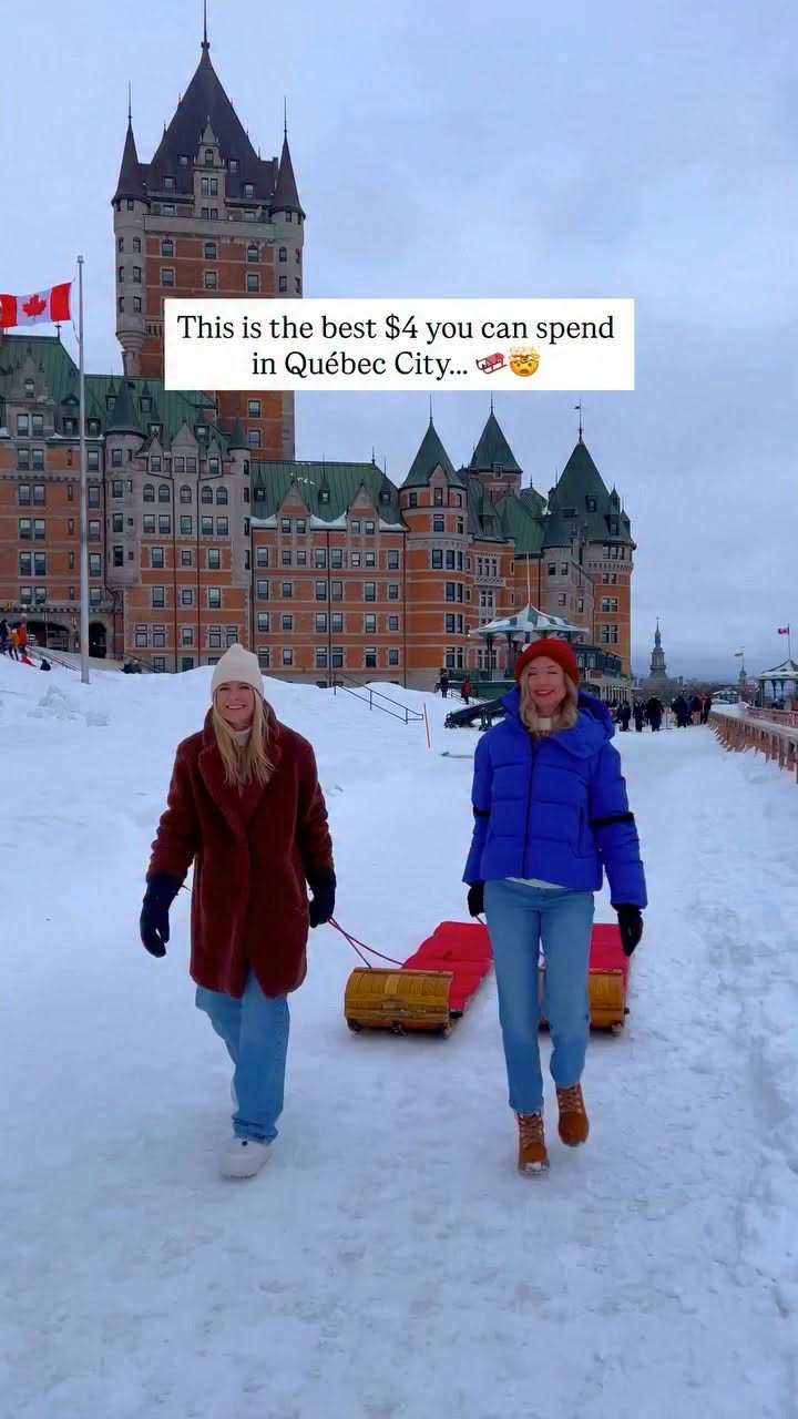 Québec City Attractions: Toboggan Slide and Historic Hotel