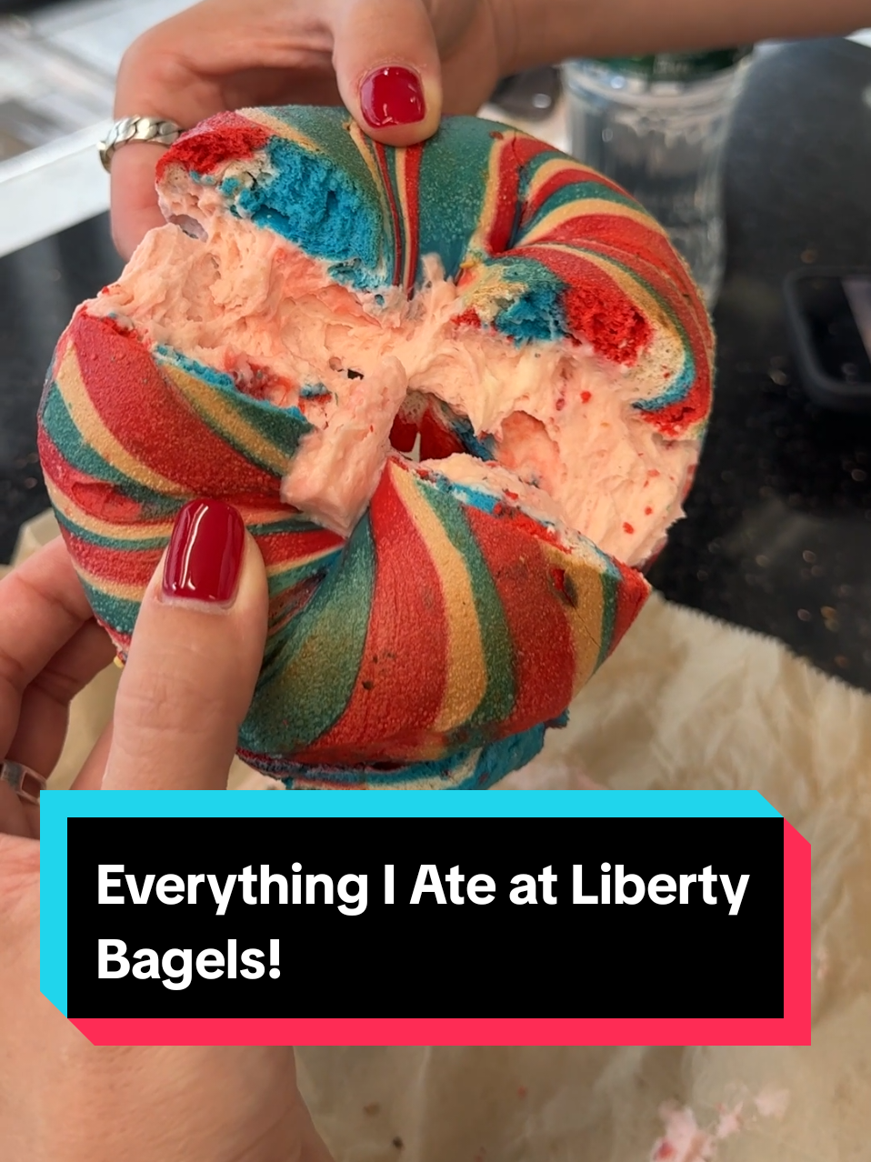 Rainbow Bagels With Unique Cream Cheese At Liberty Bagels