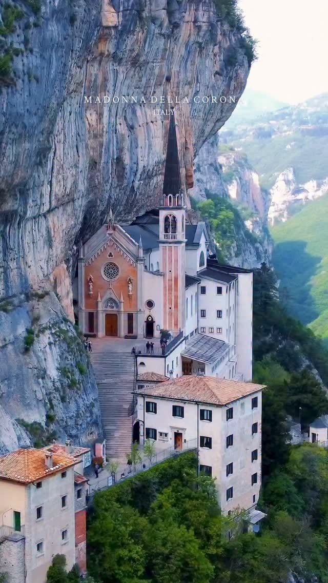 Sanctuary Built Into Italian Mountain Face
