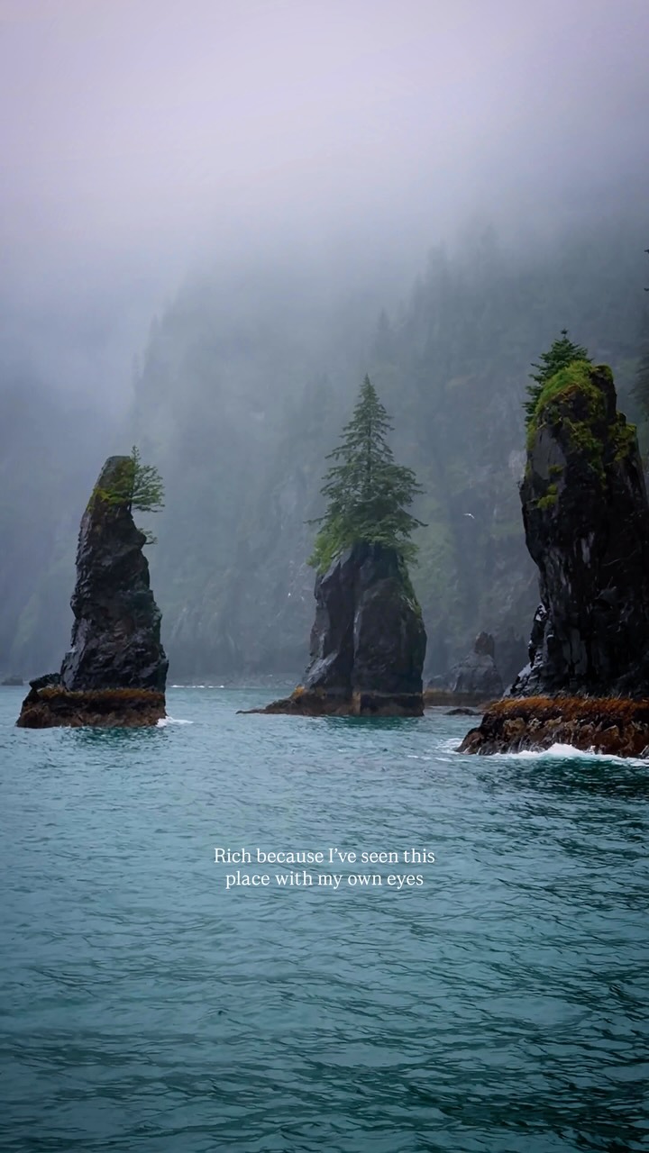 Misty Sea Stacks Of Kenai Fjords National Park