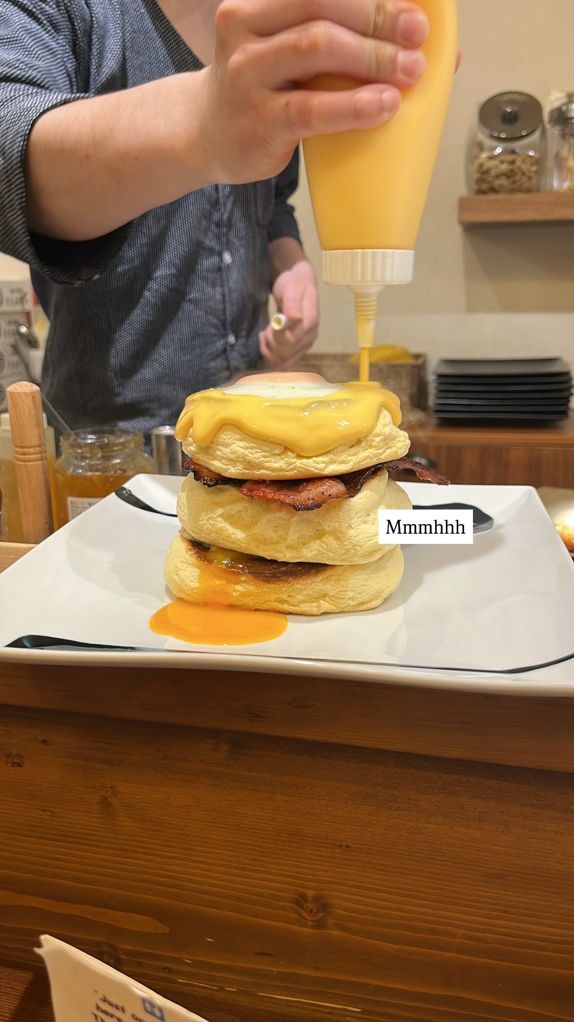 Tokyo Restaurant Serves Fluffy Egg and Bacon Pancakes