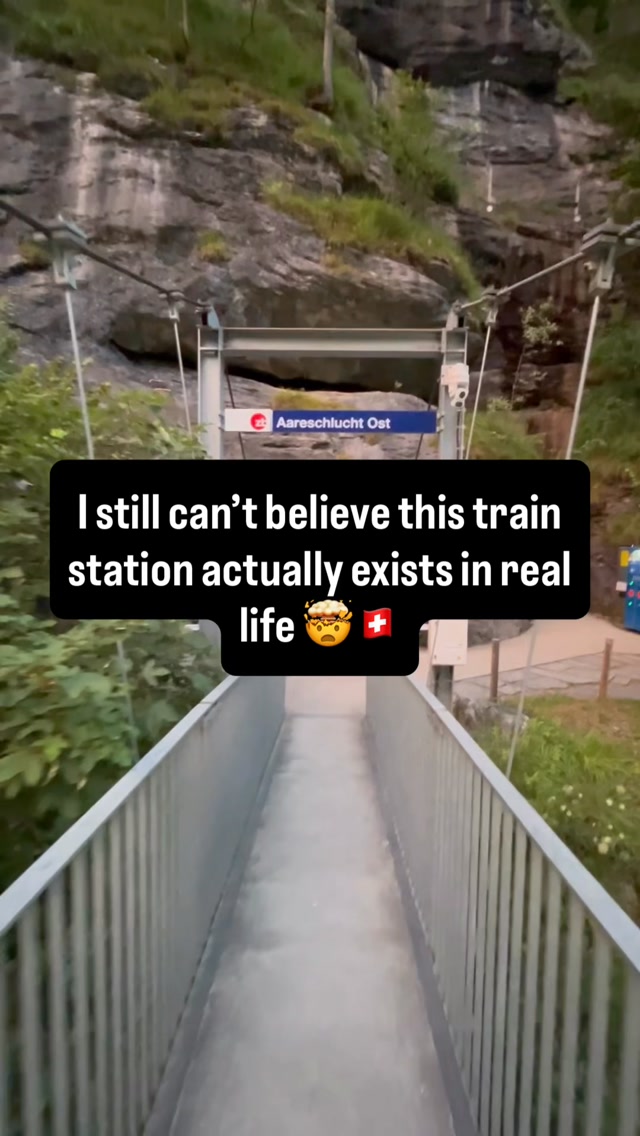 Swiss Train Station Built Inside Rock Alongside Aare Gorge