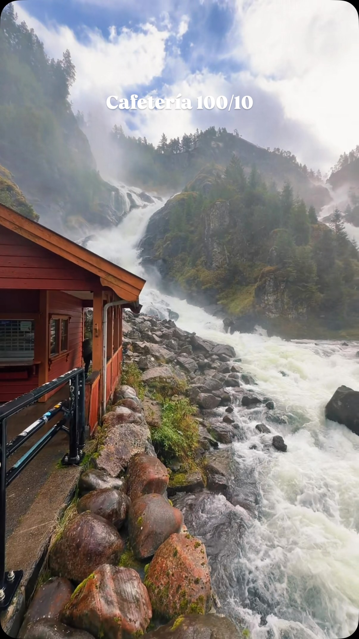 Cafe Views Near Norway's Låtefossen Waterfall