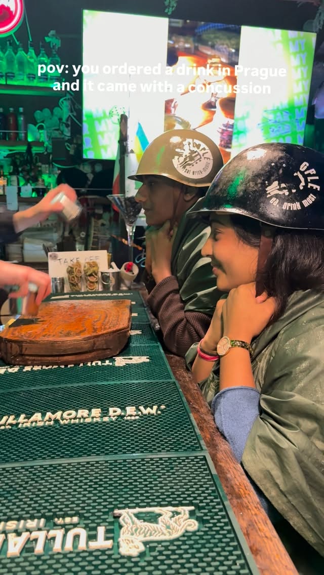 Prague Bar Offers Playful Helmet Drinks