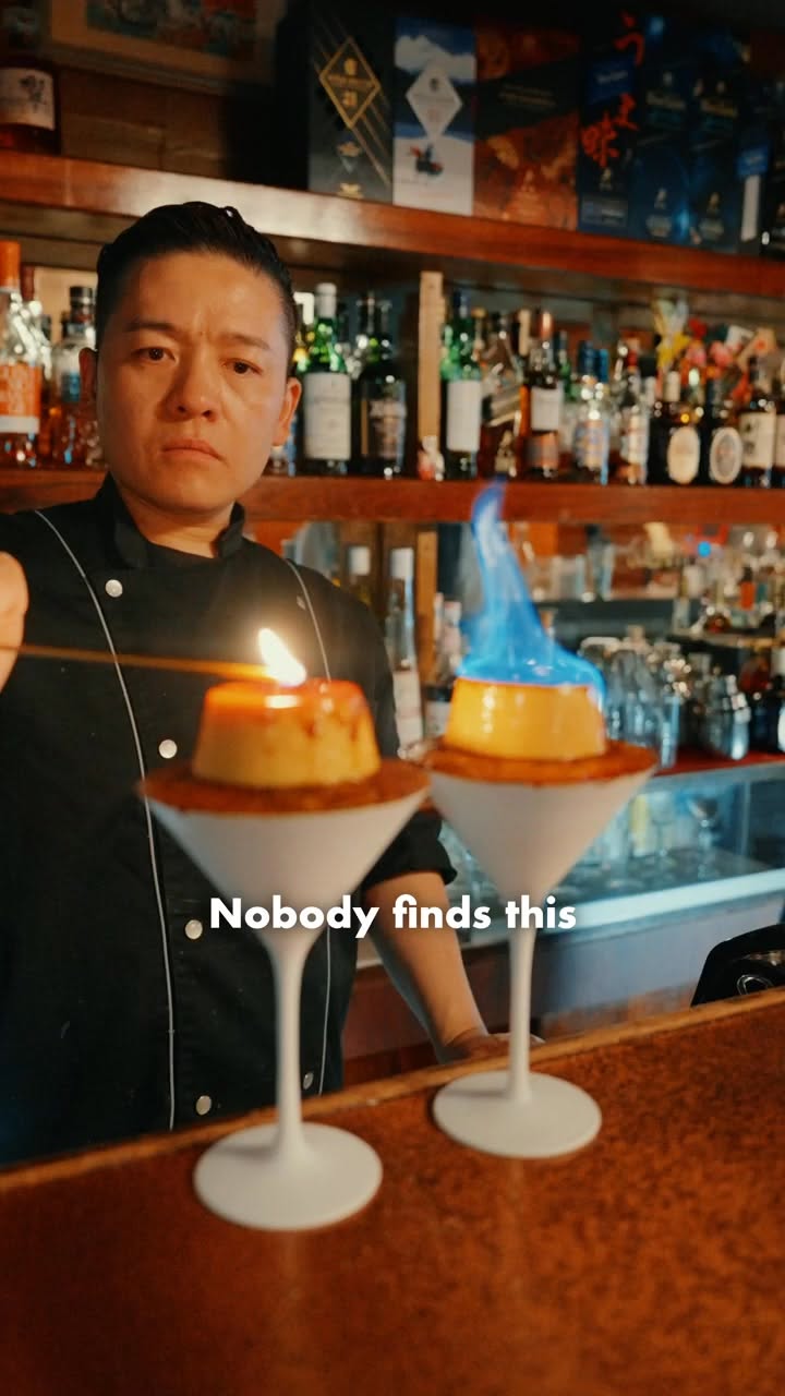 Ginza Bar Serves Flaming Pudding Parfait