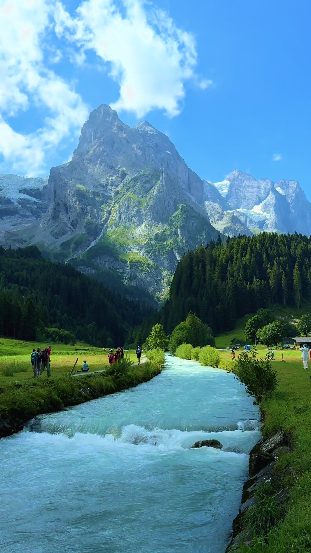 Scenic Swiss Valley With Glacier Views