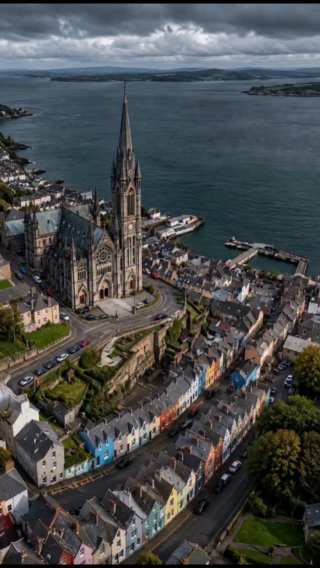 Cobh's Colorful Houses and Cathedral by the Harbor
