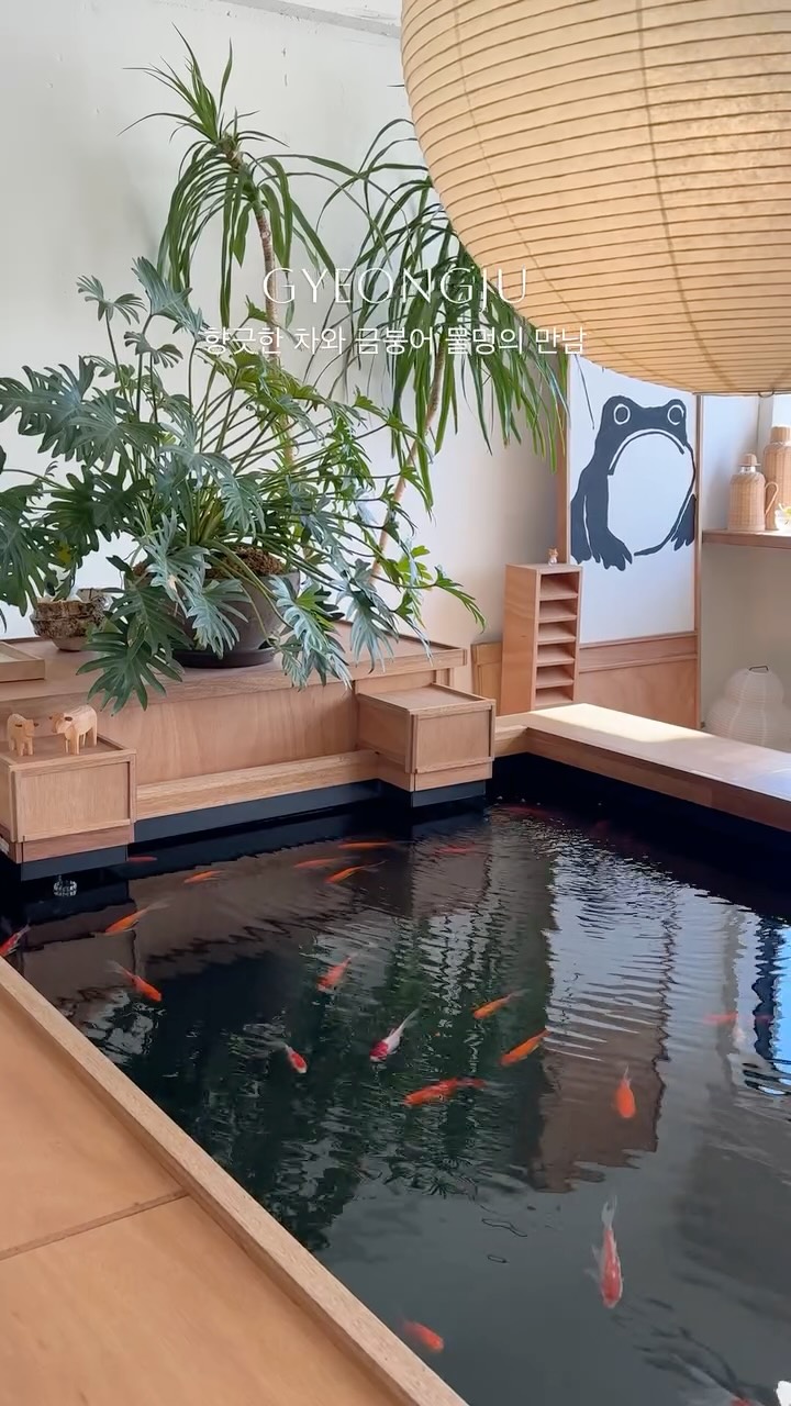 Serene Gyeongju Tea Room With Goldfish Pond