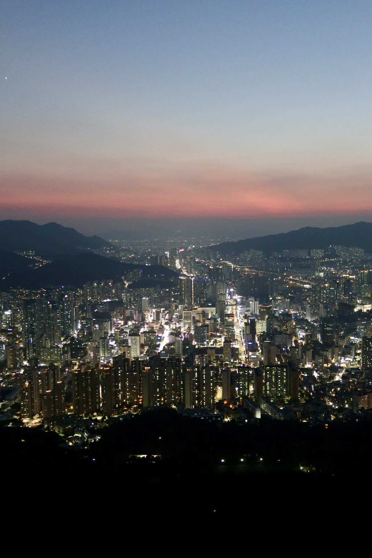 Busan's Nighttime Cityscape From Hwangnyeong Observatory
